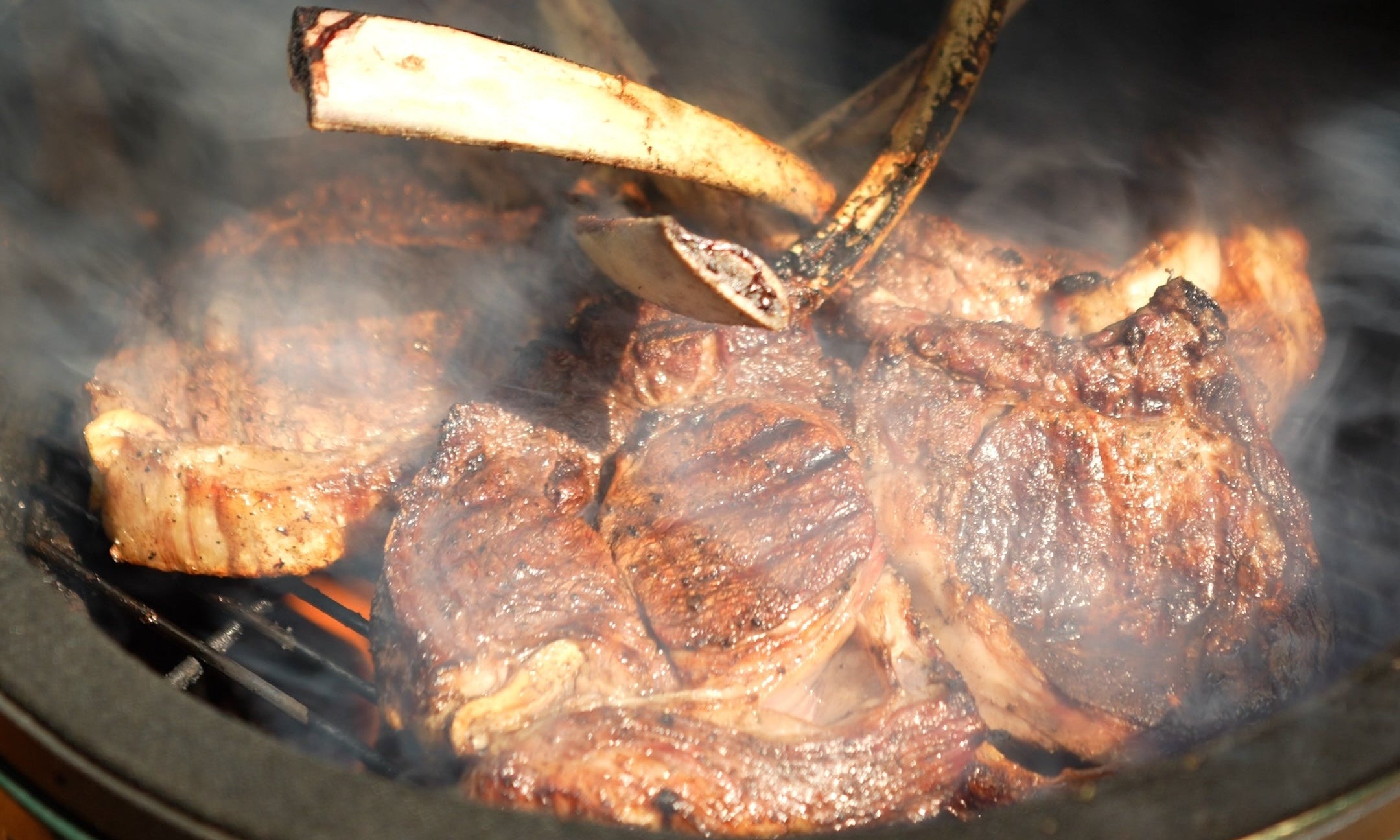Reverse Seared Tomahawk Steak with Chimichurri Butter